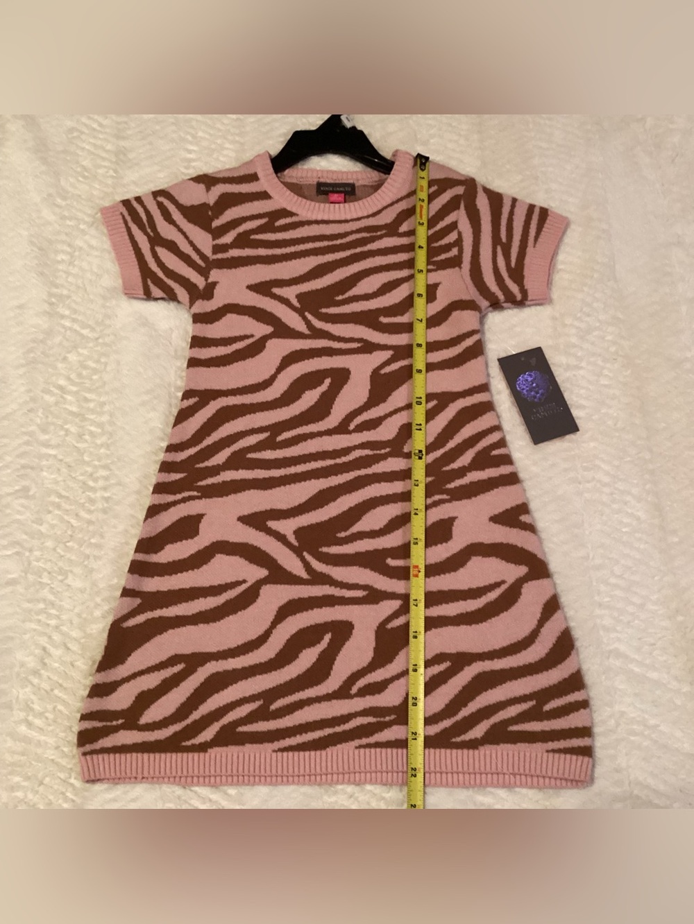 Girls Vince Camuto 3T Viscose Blend Knit Sweater Dress Rustic Rose Tiger Stripes